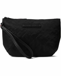 New 🎉 Tommy Hilfiger Handbags Jillian II Half-Moon Wristlet Bias Embossed Nylon 🥰