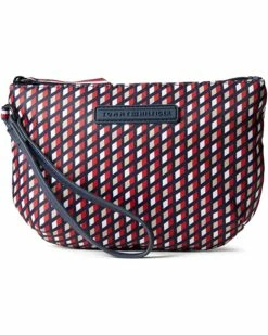 Best deal โค๏ธ Tommy Hilfiger Handbags Jillian II Half-Moon Wristlet Angled Flag Printed Nylon ๐ฅ